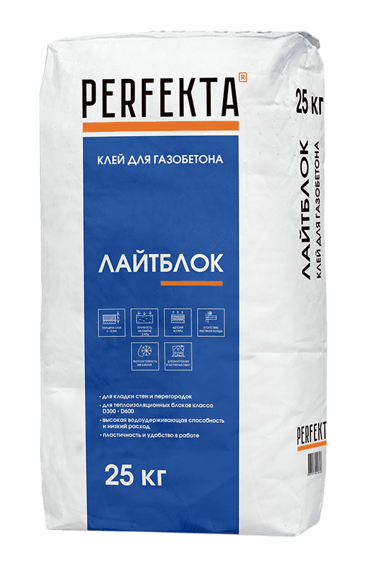 Клей для газобетона PERFEKTA Лайтблок, 25 кг фото 0